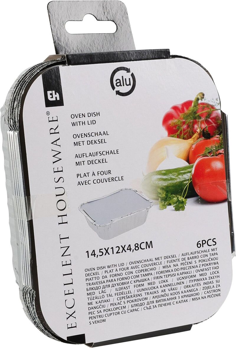 Bereidingsbak met deksel 14,5x12x4,8cm 6 stuks