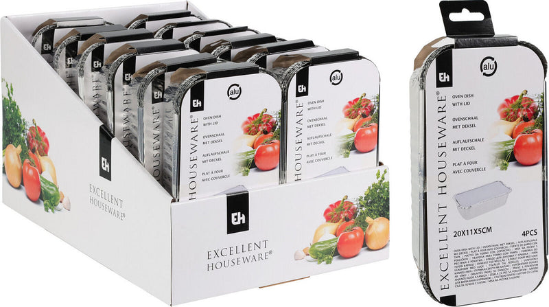 Bereidingsbak met deksel 20x11x5cm 4 stuks