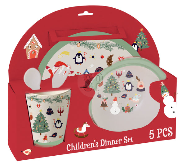 Kerst kinderservies Melamine 5-delig
