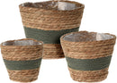 Bloempot natural rope set 3 stuks - donker groen