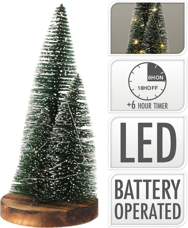 Kerstbomen 30cm op voet LED incl. timer - Groen
