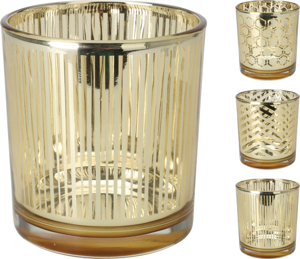 Theelichthouder Graphic 8cm Goud asssorti
