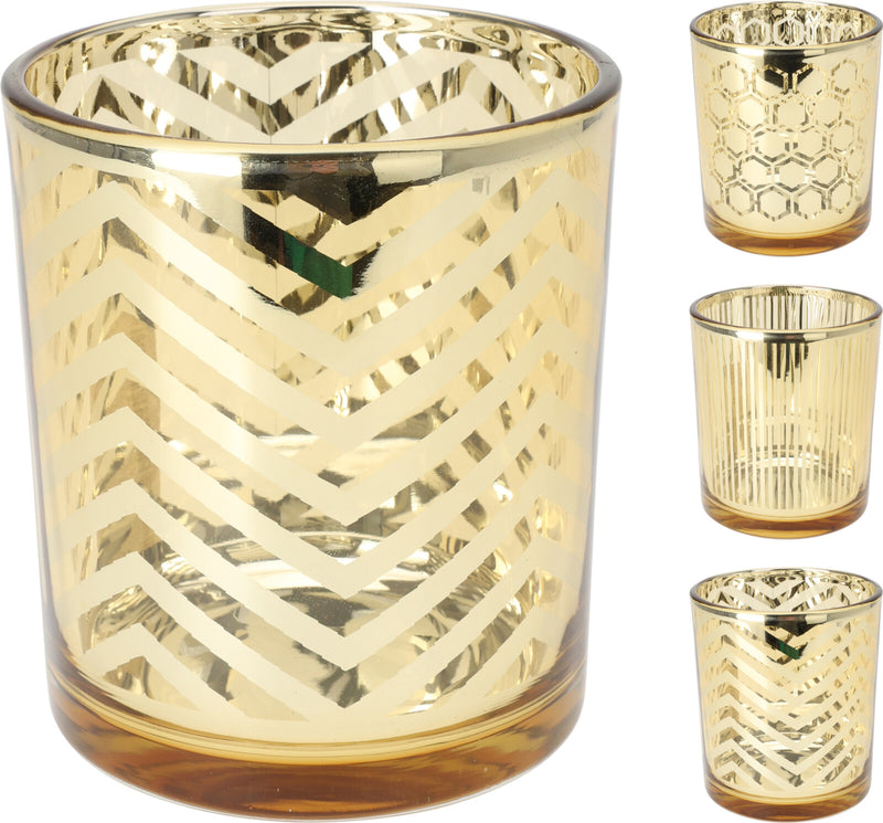 Theelichthouder Graphic 10cm Goud asssorti
