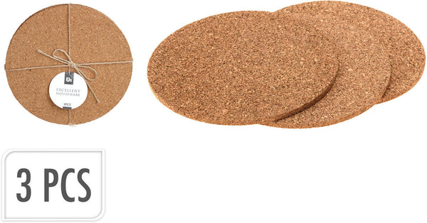 Onderzetter kurk rond 19cm set van 3 stuks