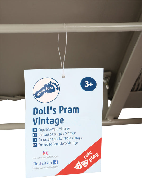 Poppenwagen Vintage Grijs