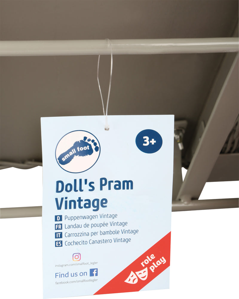 Poppenwagen Vintage Grijs