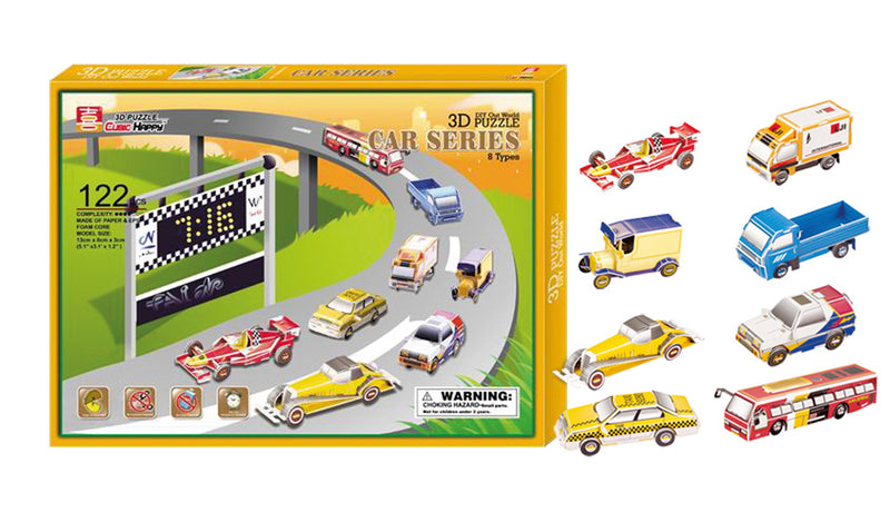 3D Puzzel auto serie, set van 8
