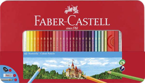Faber Castell FC-115894 Kleurpotlood Faber-Castell Castle Zeskantig Metalen Etui 60 Stuks Met Acces