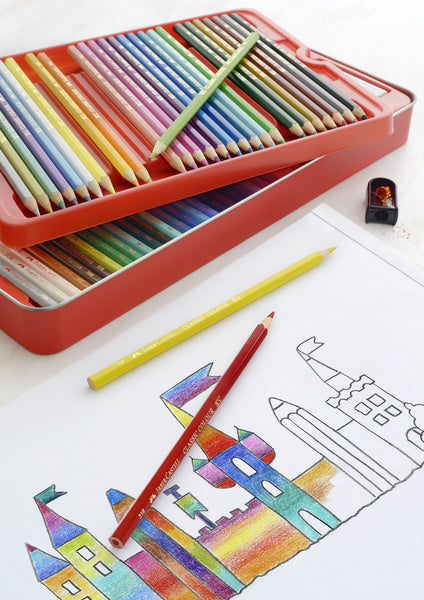 Faber Castell FC-115894 Kleurpotlood Faber-Castell Castle Zeskantig Metalen Etui 60 Stuks Met Acces