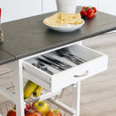 Keukentrolley op Wieltjes - met Inklapbare Zijtafels