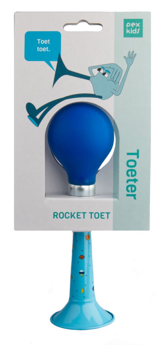 Fietstoeter recht PexKids Rocket - blauw met blauwe bol