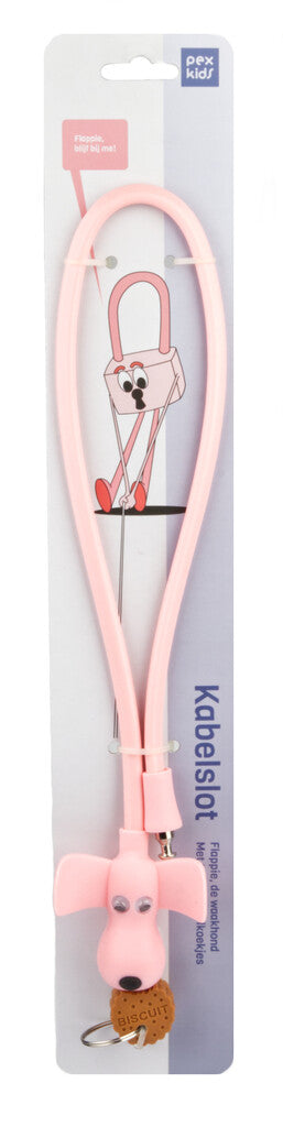 Siliconen fietsslot PexKids Flappie de waakhond 10 x 58 cm - roze