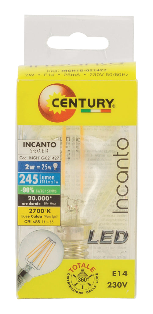 Century INH1G-021427 Led Vintage Filamentlamp Bol 2 W 245 Lm 2700 K