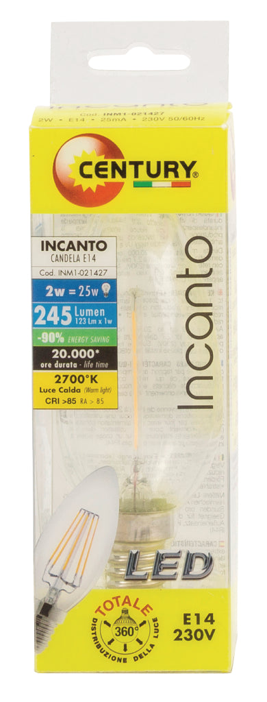 Century INM1-021427 Led Vintage Filamentlamp Kaars 2 W 245 Lm 2700 K