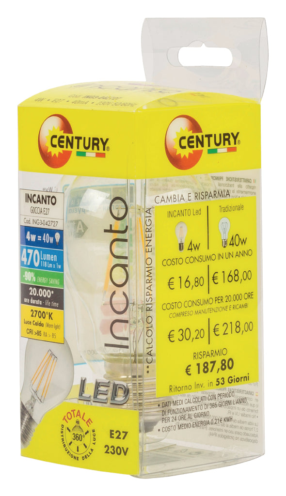 Century ING3-042727 Led Vintage Filamentlamp Gls 4 W 470 Lm 2700 K