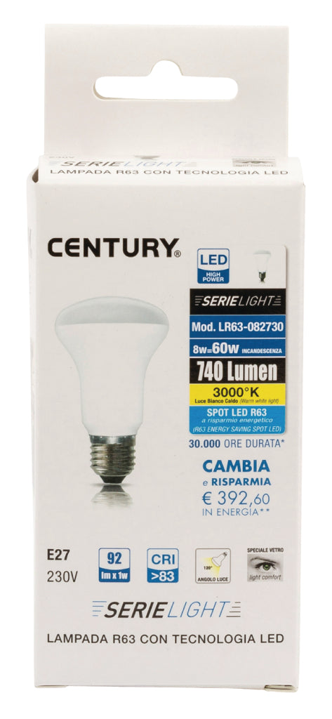Century LR63-082730 Led-lamp E27 R63 8 W 806 Lm 3000 K