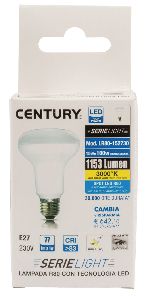 Century LR80-152730 Led-lamp E27 R80 15 W 1220 Lm 3000 K