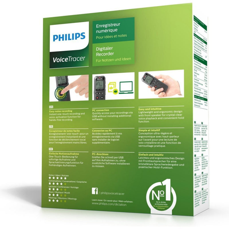 Philips DVT1150 VoiceTracer Audiorecorder Zwart