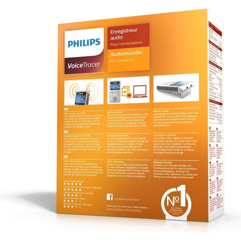 Philips DVT1300 VoiceTracer Audiorecorder Zilver/Grijs