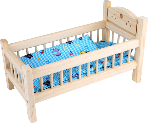 Small Foot - Houten Poppenbed Natuurlijk met Beddengoed, 4ldg.