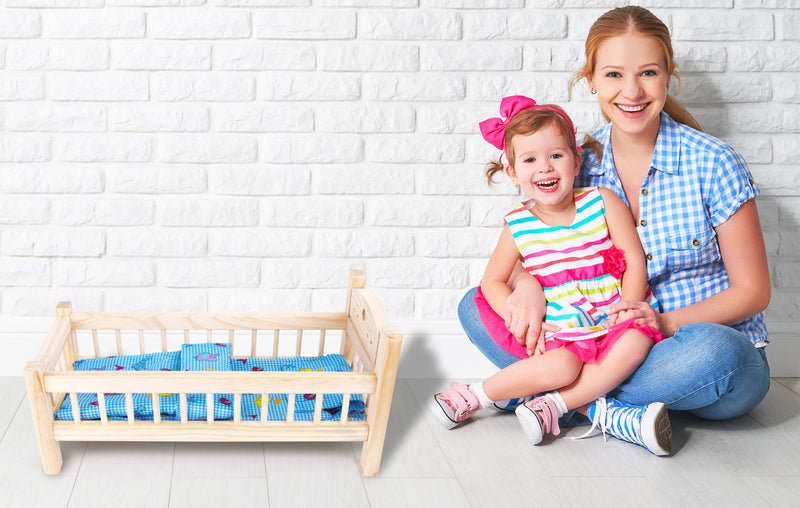Small Foot - Houten Poppenbed Natuurlijk met Beddengoed, 4ldg.