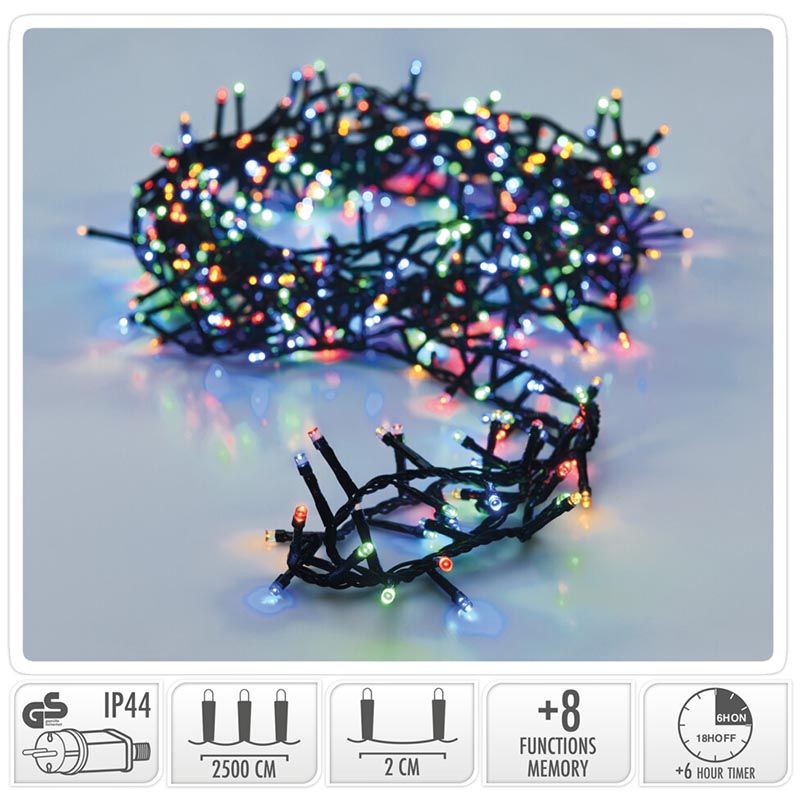 Micro Cluster met Haspel - 1250 LED - 25 meter - met timer - multicolor
