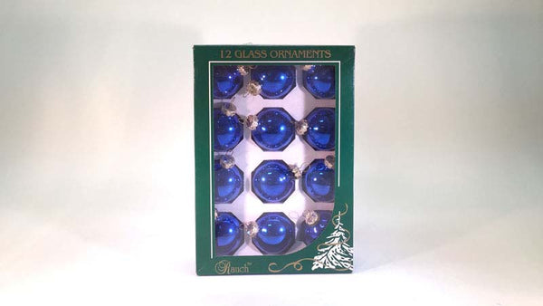 12 glas ballen 4,5 Cm blauw glans