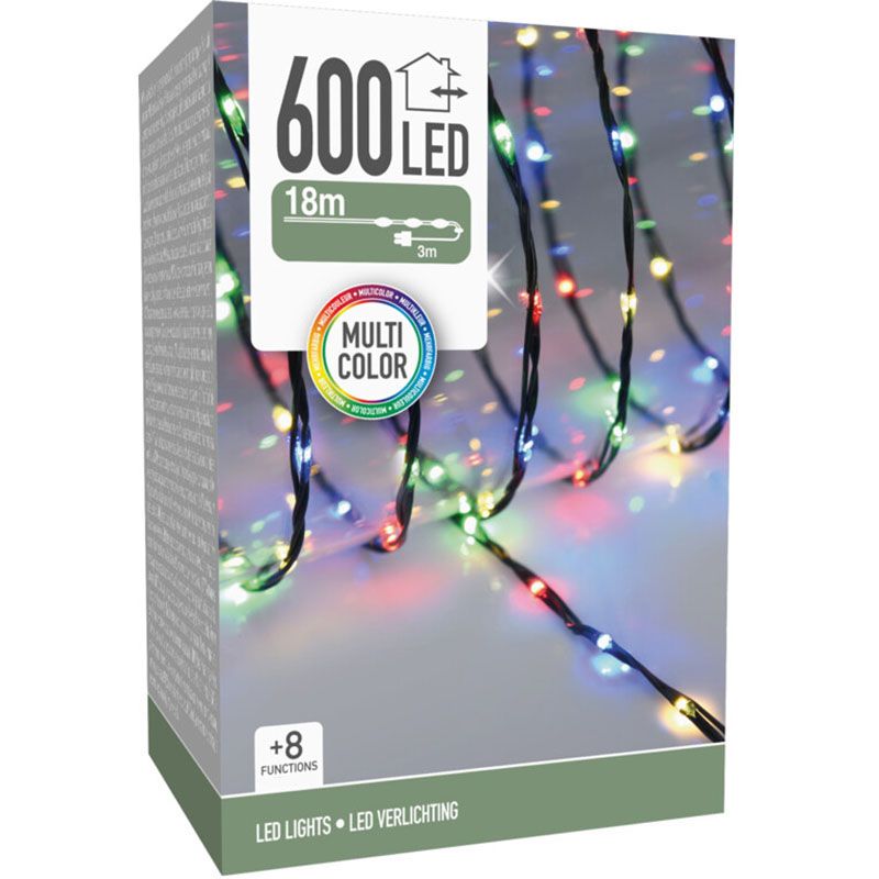 LED Verlichting 600 LED - 18 meter - multicolor - voor binnen en buiten - 8 Lichtfuncties - Soft Wi