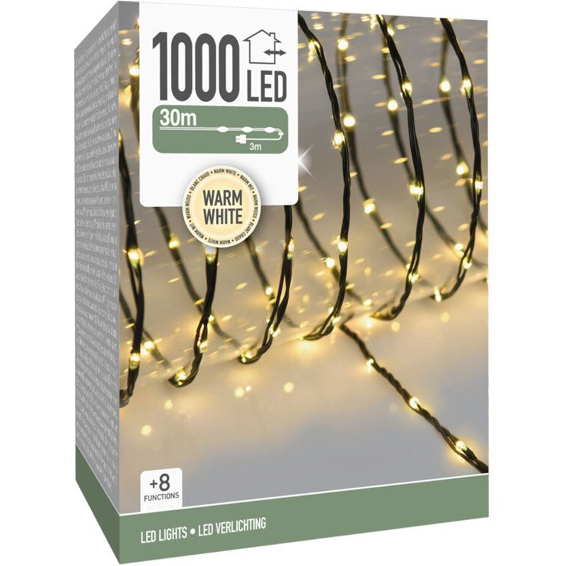 LED Verlichting 1000 LED - 30 meter - warm wit - voor binnen en buiten - 8 Lichtfuncties - Soft Wir