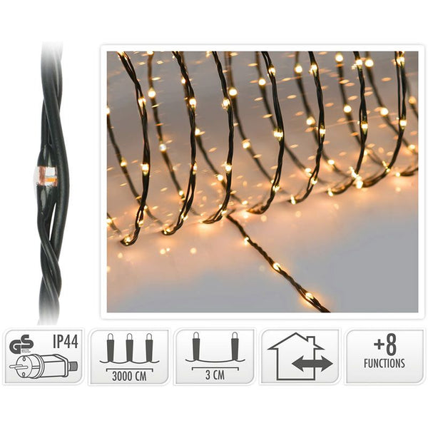 LED Verlichting 1000 LED - 30 meter - extra warm wit - voor binnen en buiten - 8 Lichtfuncties - So