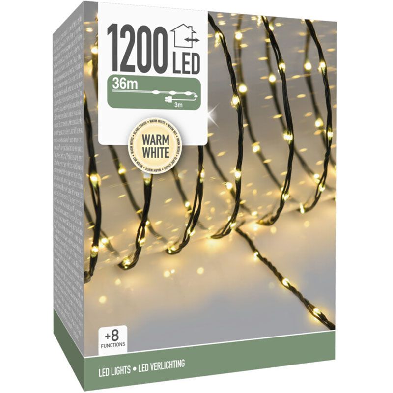 LED Verlichting 1200 LED - 36 meter - warm wit - voor binnen en buiten - 8 Lichtfuncties - Soft Wir