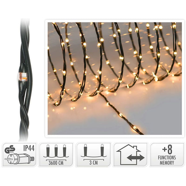 LED Verlichting 1200 LED - 36 meter - extra warm wit - voor binnen en buiten - 8 Lichtfuncties - So