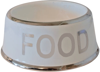 Voerbak Hond Food Wit/zilver 18 CM