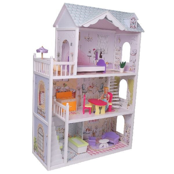 Poppenhuis + 13-delige Meubelset 116x38x123,5cm