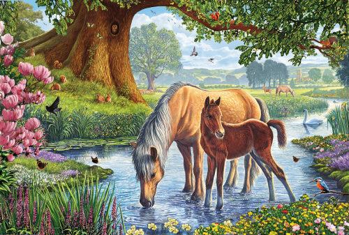 legpuzzel Paarden junior karton blauw 150 stukjes