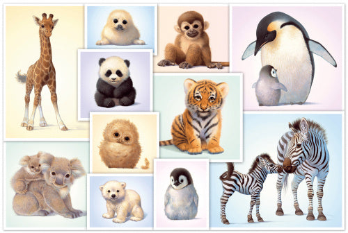 legpuzzel Wilde Babydieren junior karton 200 stukjes