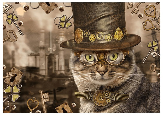 puzzel Steam Punk Kat 37 cm karton 1000 stukjes
