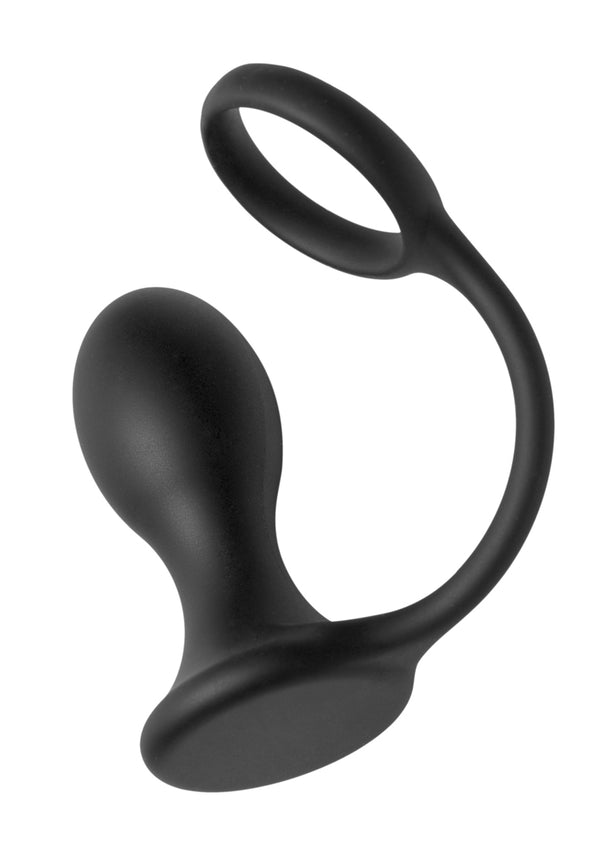 Cockring Met Buttplug - Zwart