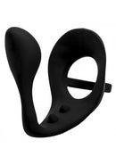 Excursie - Siliconen Drievoudige Stimulatie Butt Plug met Penis en Bal Ring