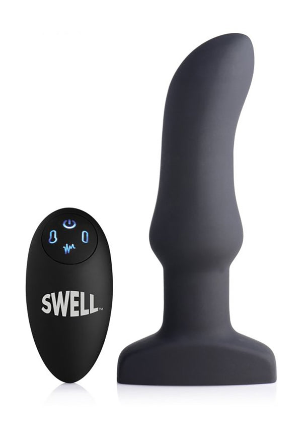 Opblaasbare Gebogen Vibrerende Siliconen Butt Plug