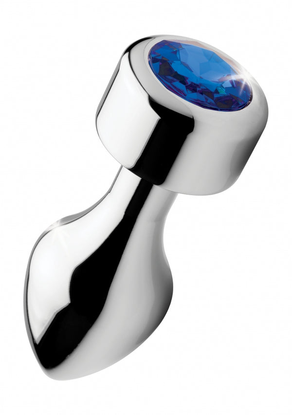 Blauwe edelsteen - verzwaarde basis aluminium plug - groot