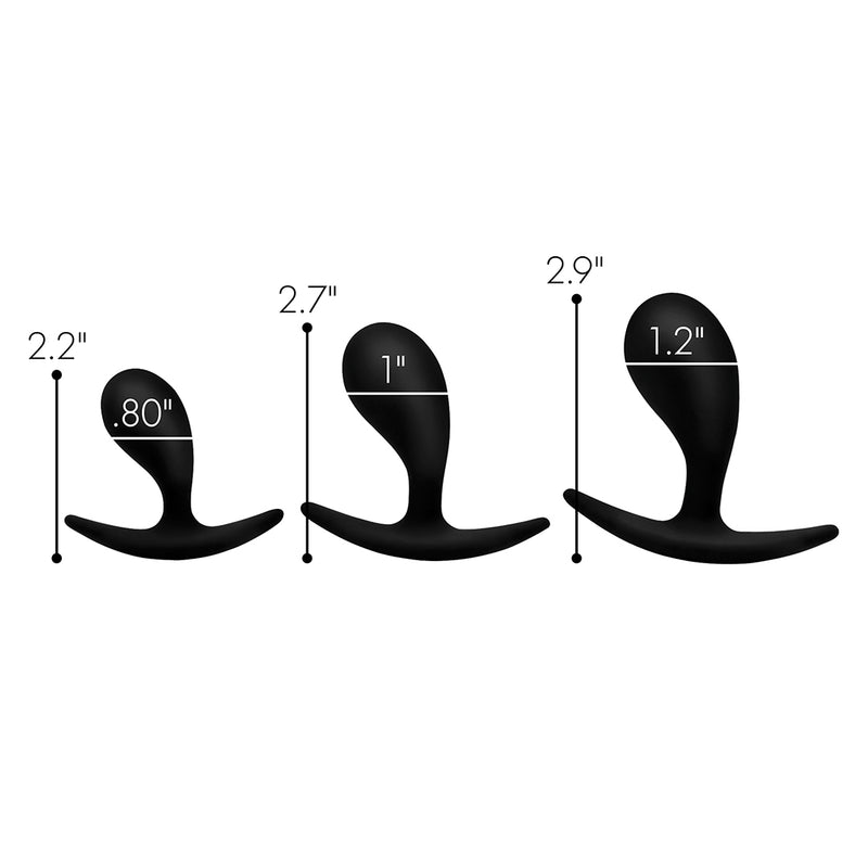 Dark Droplets - 3-delige Gebogen Anale Trainer Set - Zwart