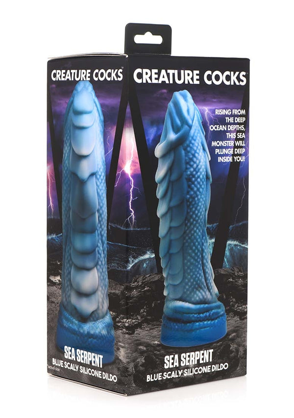 Sea Serpent - Blauwe Geschubde Siliconen Dildo
