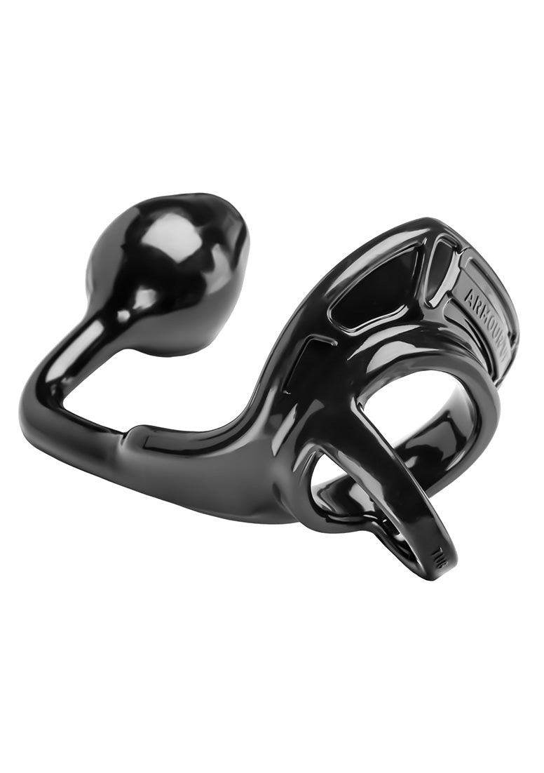 Armour Tug Lock - Cockring met Ball Strap en Butt Plug