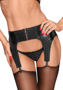 Wetlook checkered garterbelt - Black - XXXL