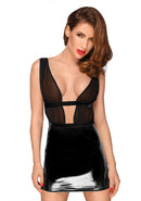 PVC Mini-Jurk met Chiffon Top - S - XXXL