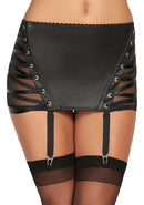 CARACAS Satin Laces Wetlook Garterbelt - Black