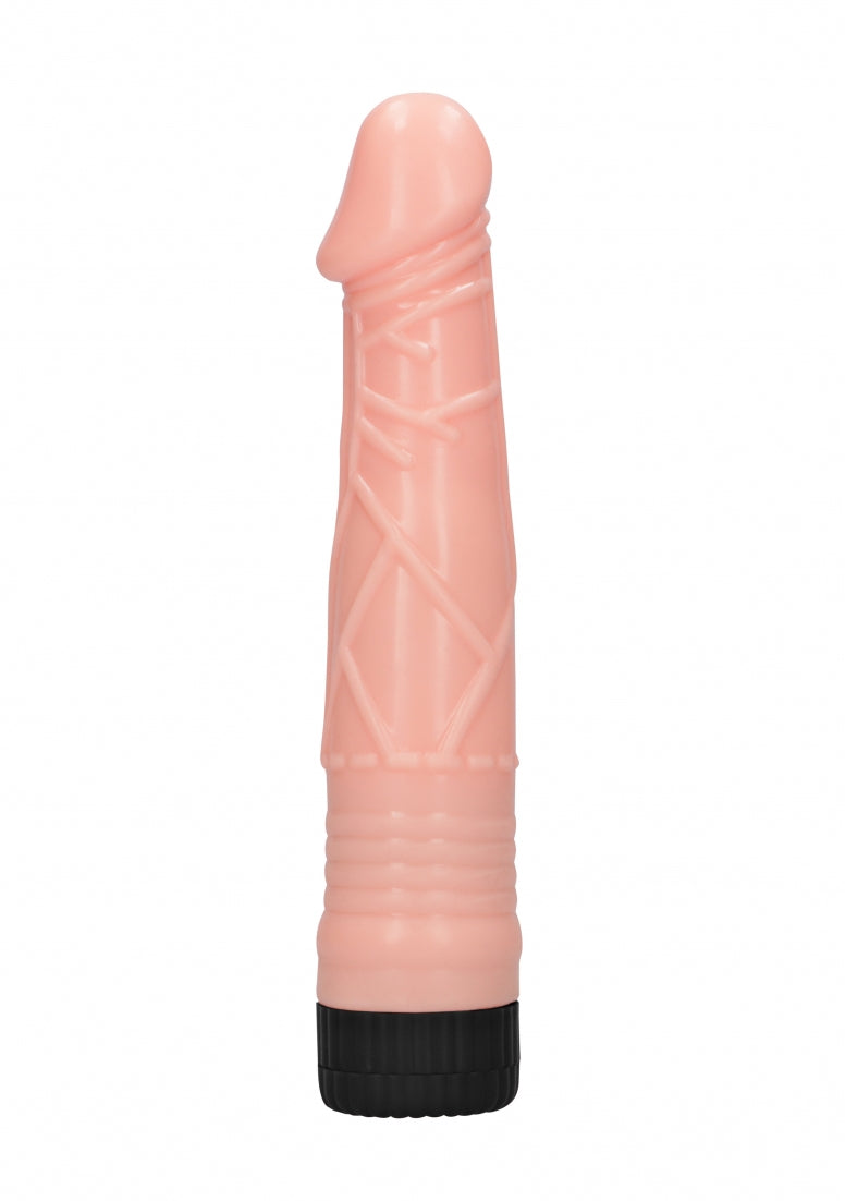 8" Ribbed Realistic Dildo Vibe - Flesh