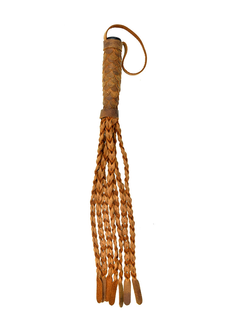 Braided 15 Tails with 6 Handle - Italian Leather