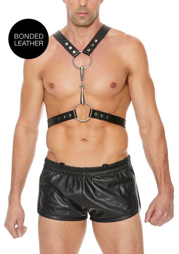 Men's Harness With Metal Bit - One Size - Black - One Size